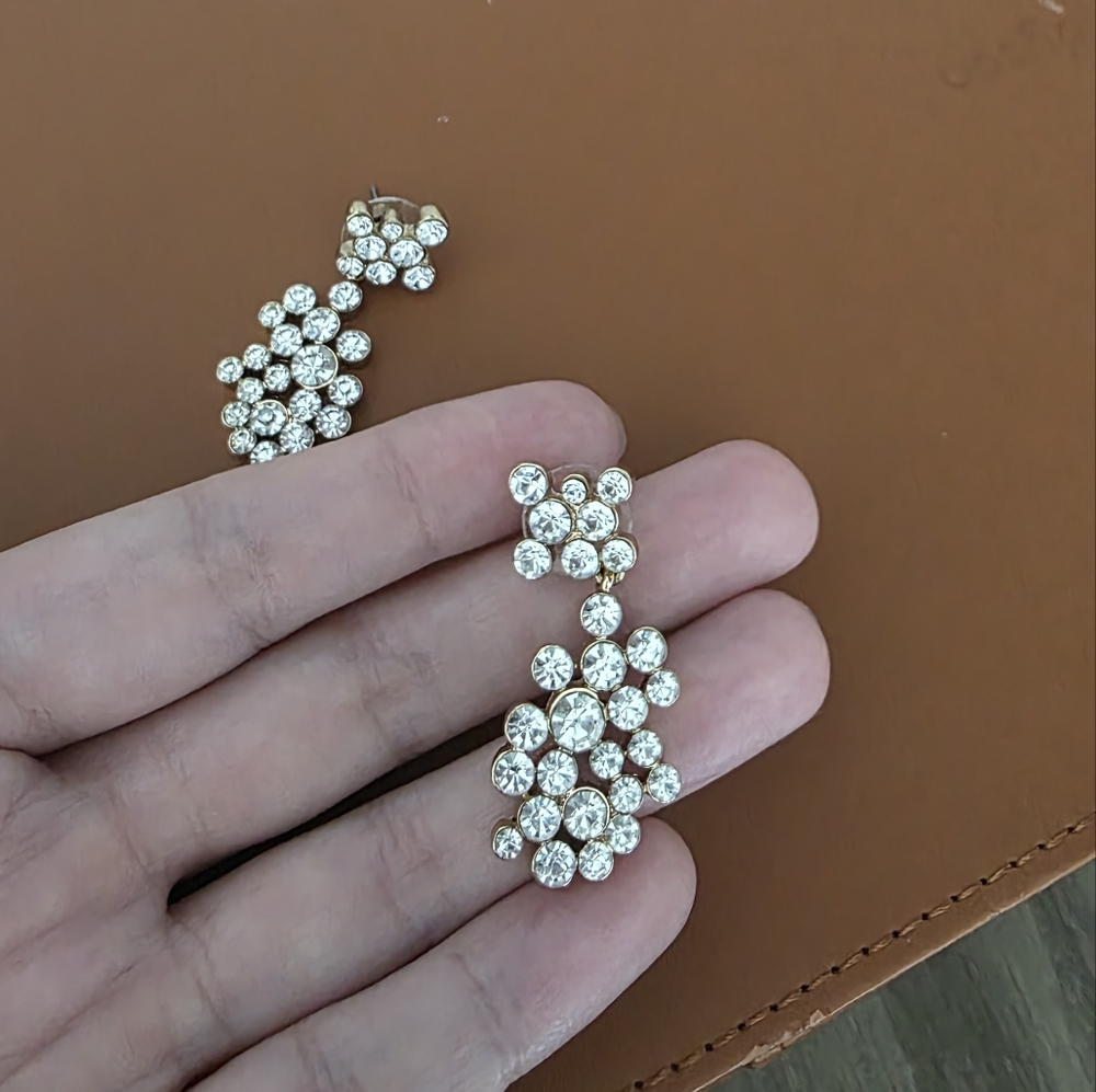 Elegant Rhinestone Gold and Silver Floral Earrings